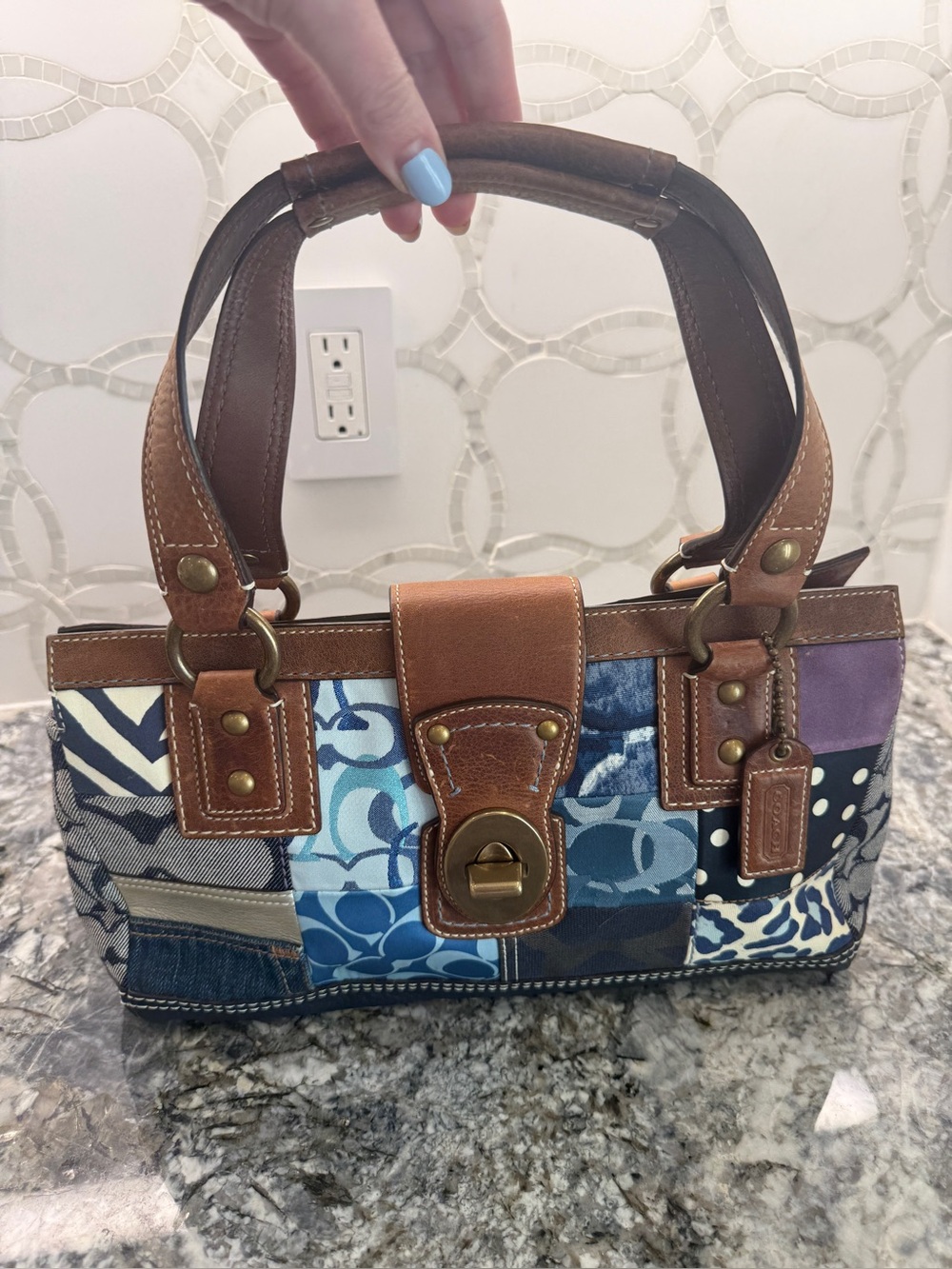 Vintage Coach Denim Patchwork Signature Y2K - Picture 2 of 16